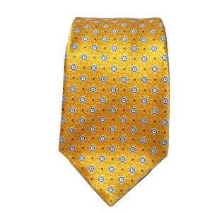 KITON Napoli 7-Fold 100% Silk Necktie 60" x 3.75" Tie ITALY Orange Flower